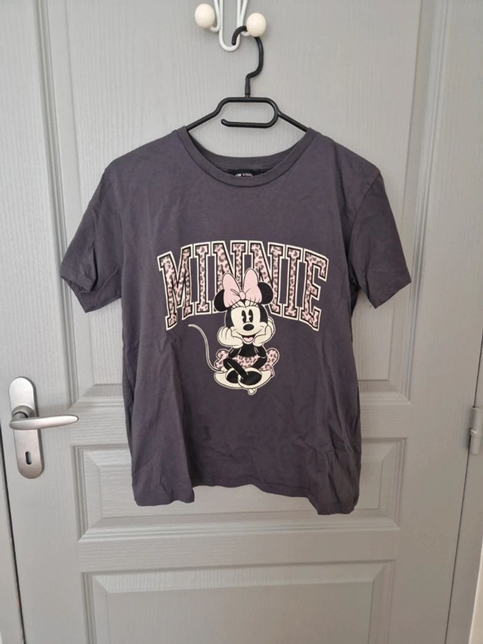 T-shirt Minnie léopard gris rose taille M
