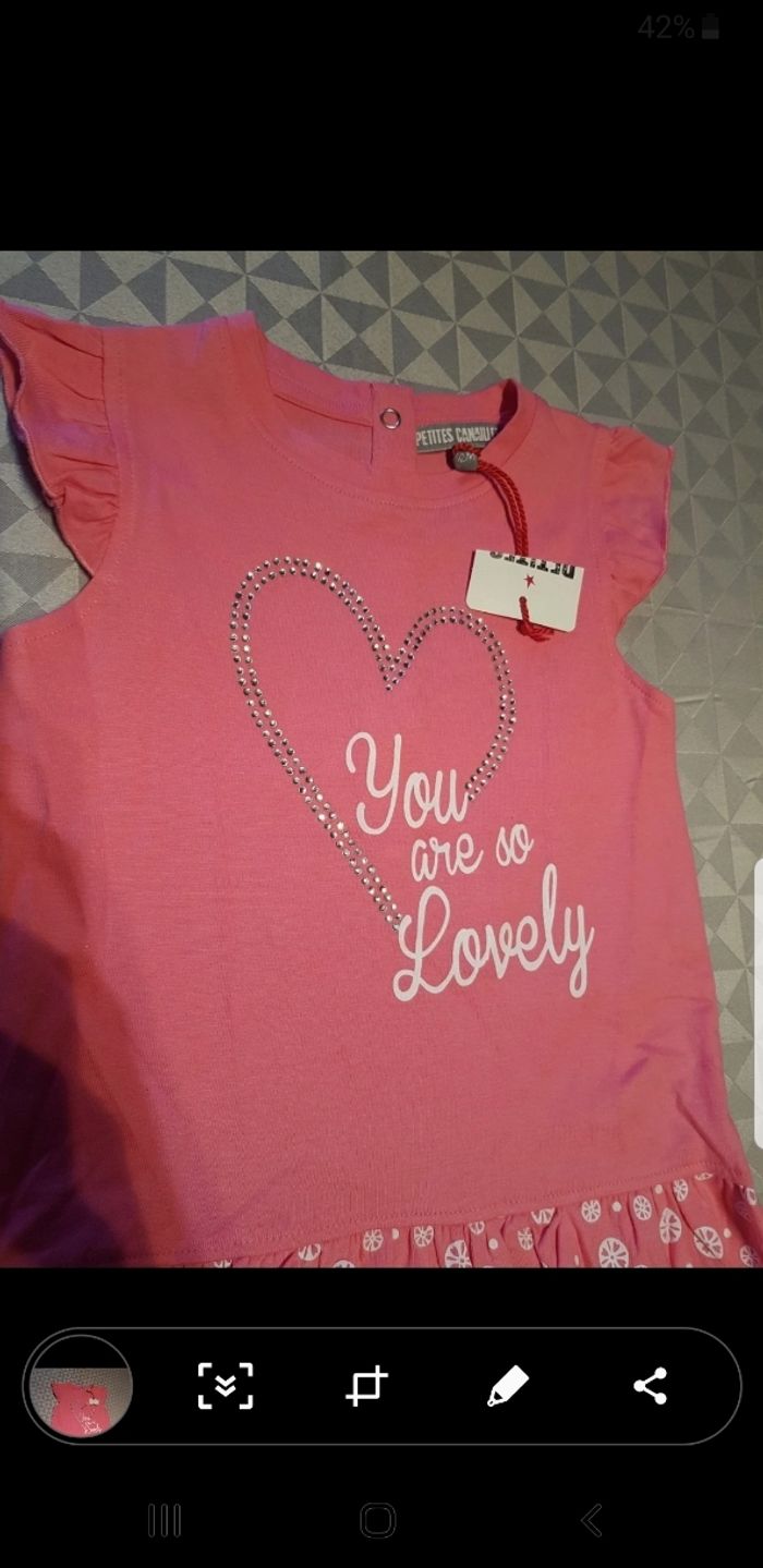 Robe rose manches courtes 12 mois petites canailles - photo numéro 2