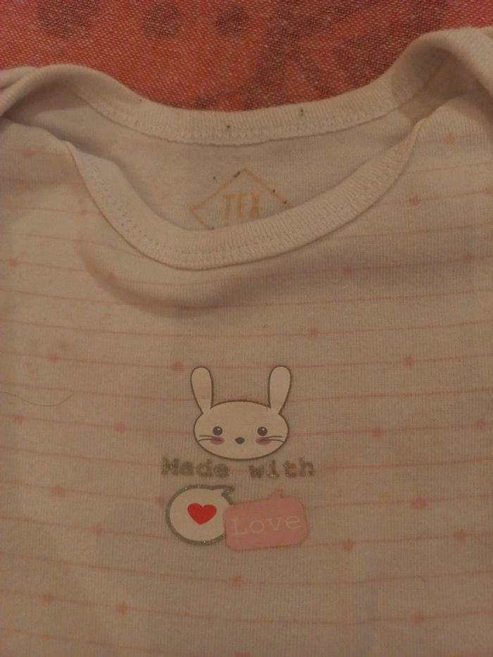 Body coton Made with love rayures rose pale 36 mois - photo numéro 2