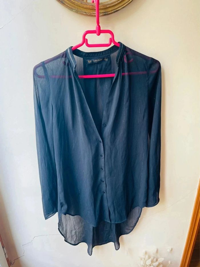Sublime blouse chemise Zara noir XS fluide neuve à boutonnage décolleté en V