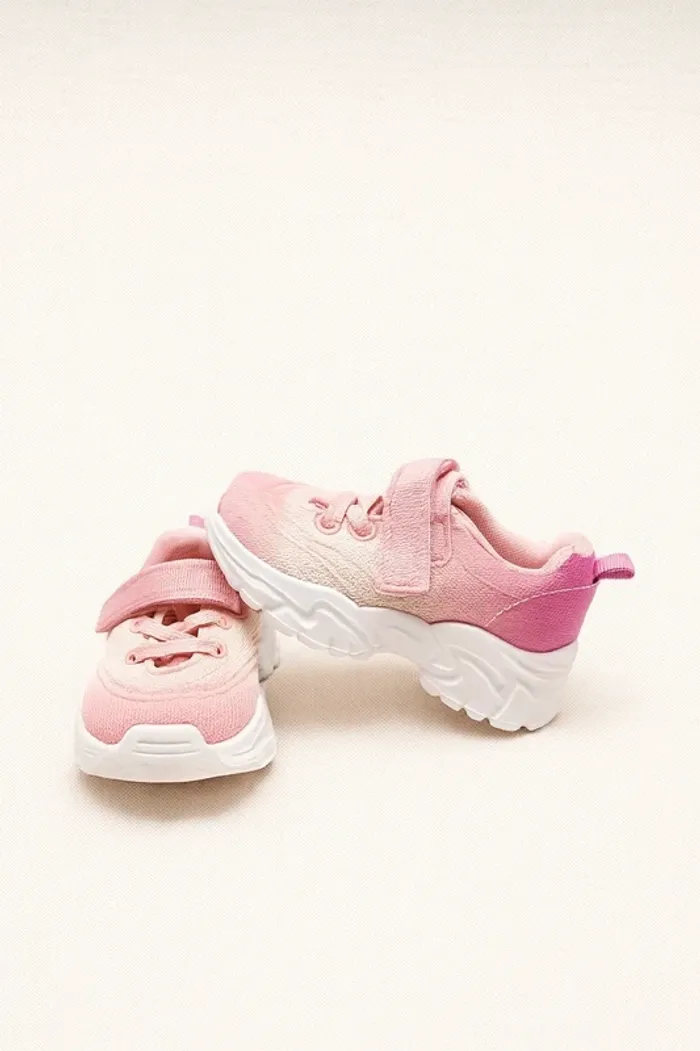 💚Baskets fille rose dégradé – scratch & lacets – T. 21/22