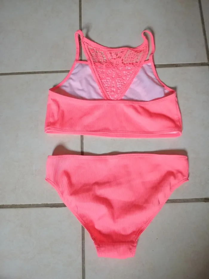 Maillot de bain 2 pièces brassière Primark orange fluo taille S - photo numéro 2