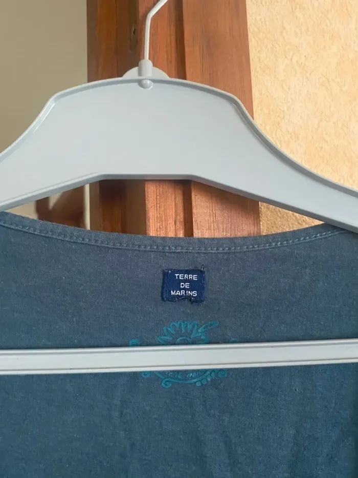 Tee-shirt femme Terre de Marins – Taille 38 – Élégant col cache-cœur 💙 - photo numéro 7