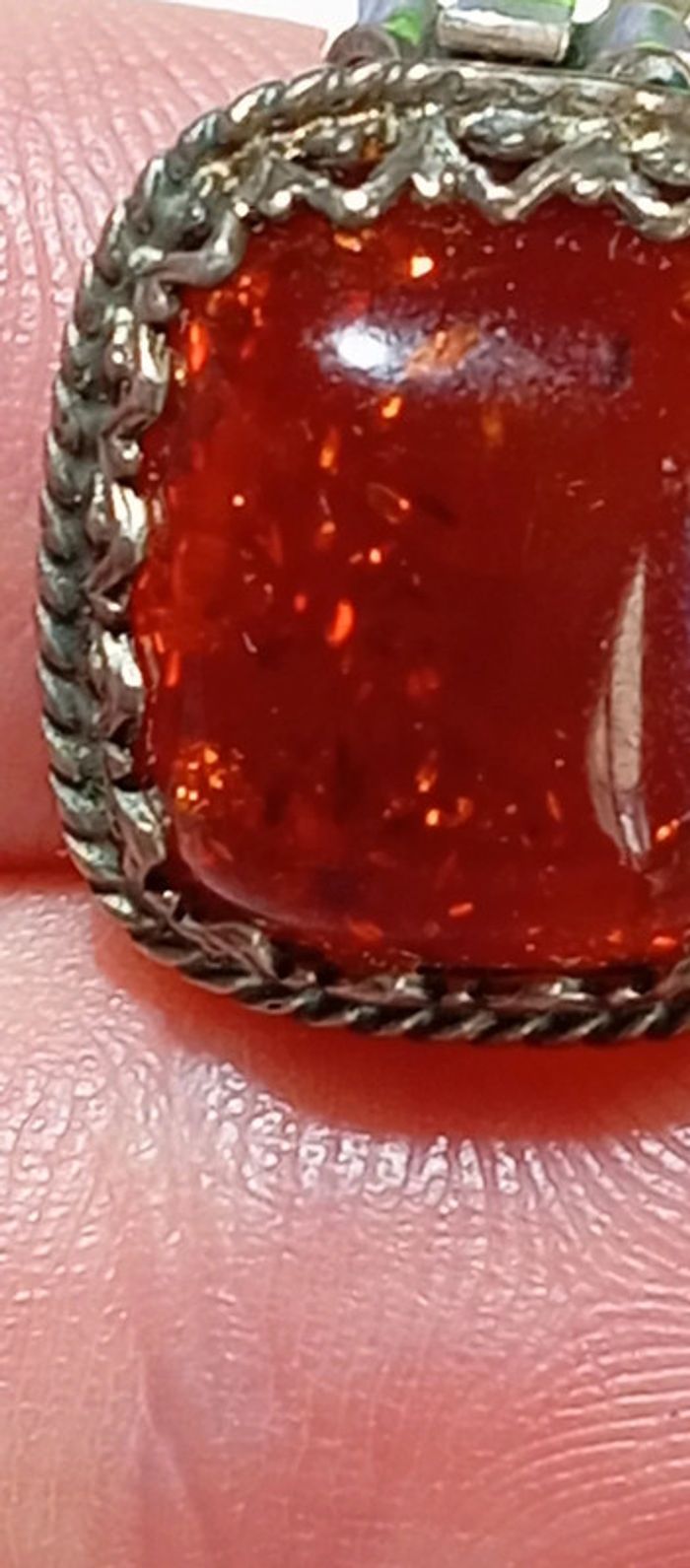 Clips d'oreilles ancien ambre et argent - photo numéro 14