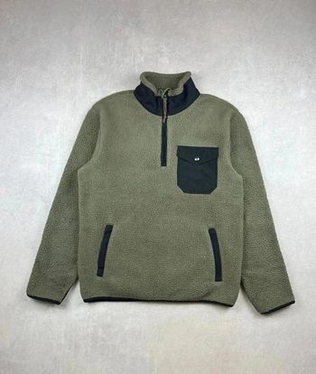 Ralph Lauren Teddy Fleece Jacket Half Zip / 1/4 Zip Retro pile Sweater | Khaki | Size XS | Men #122