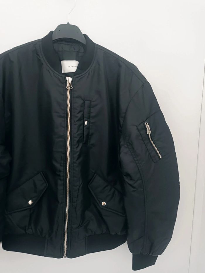Blouson aviateur Bomber Noir Imperméable coupe oversize Taille 36 Promod Neuf - photo numéro 2