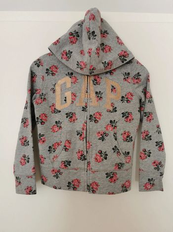 Sweat-shirt zippé a capuche gris Gap 10 ans