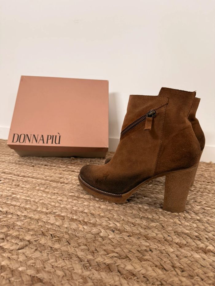 Bottines cuir piel marron boots daim zapatillas Bottes Laarzen Stivaletti Ankle Enkellaarsjes donna - photo numéro 4