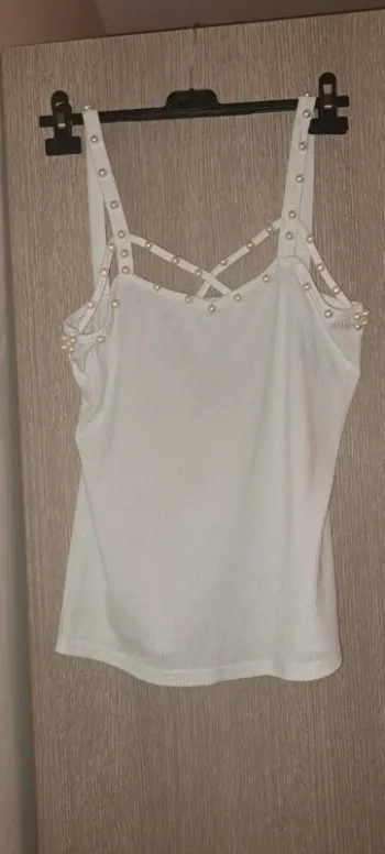 Débardeur blanc perlé - Taille M/L