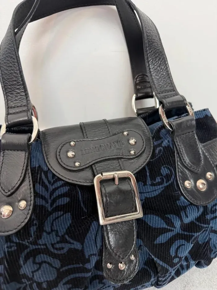 Sac à main Longchamp cuir et velours noir et bleu édition limité neuf - photo numéro 2