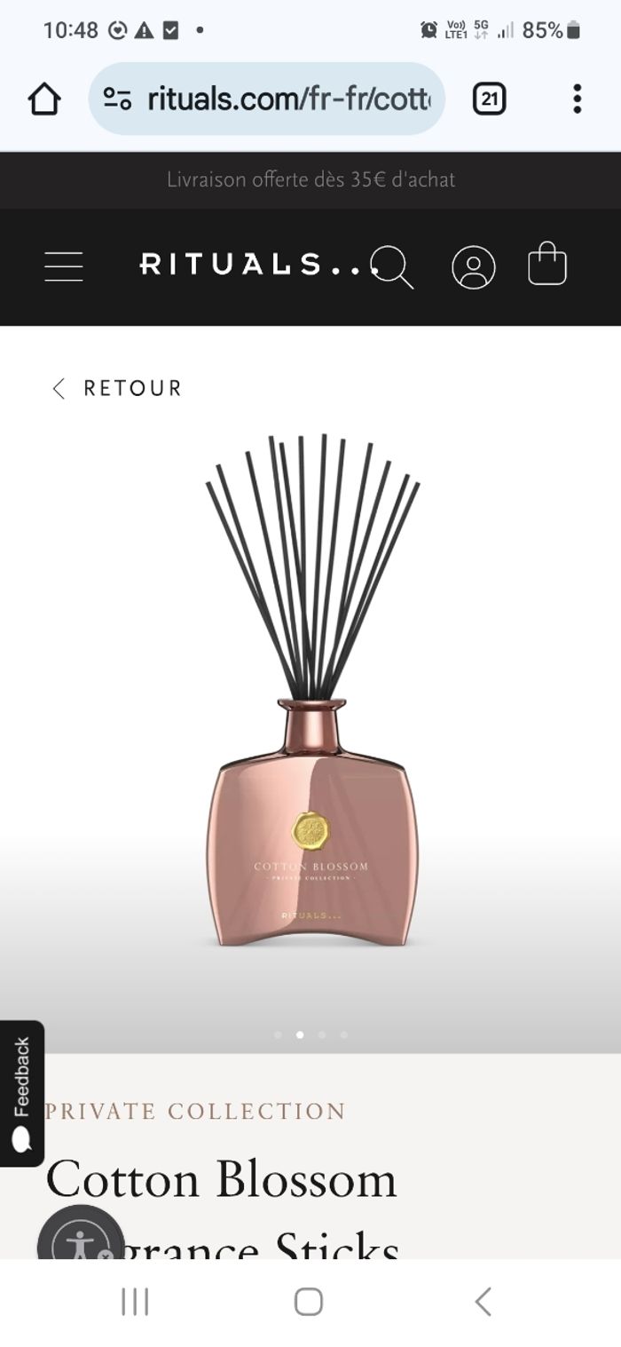 Parfum avec bâtonnets rituals Cotton blossom neuf - photo numéro 2