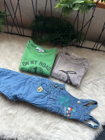 Lot Salopette, Pull et T-shirt - Garçon 3 mois