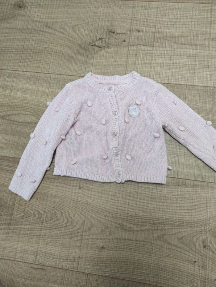 Gilet boutons rose sergent major 3 ans laine chenille