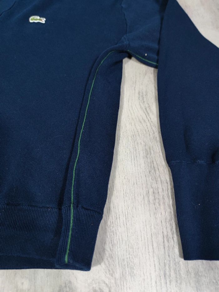 Pull Lacoste Col V Bleu Marine Logo Brodé Taille M Homme - photo numéro 7