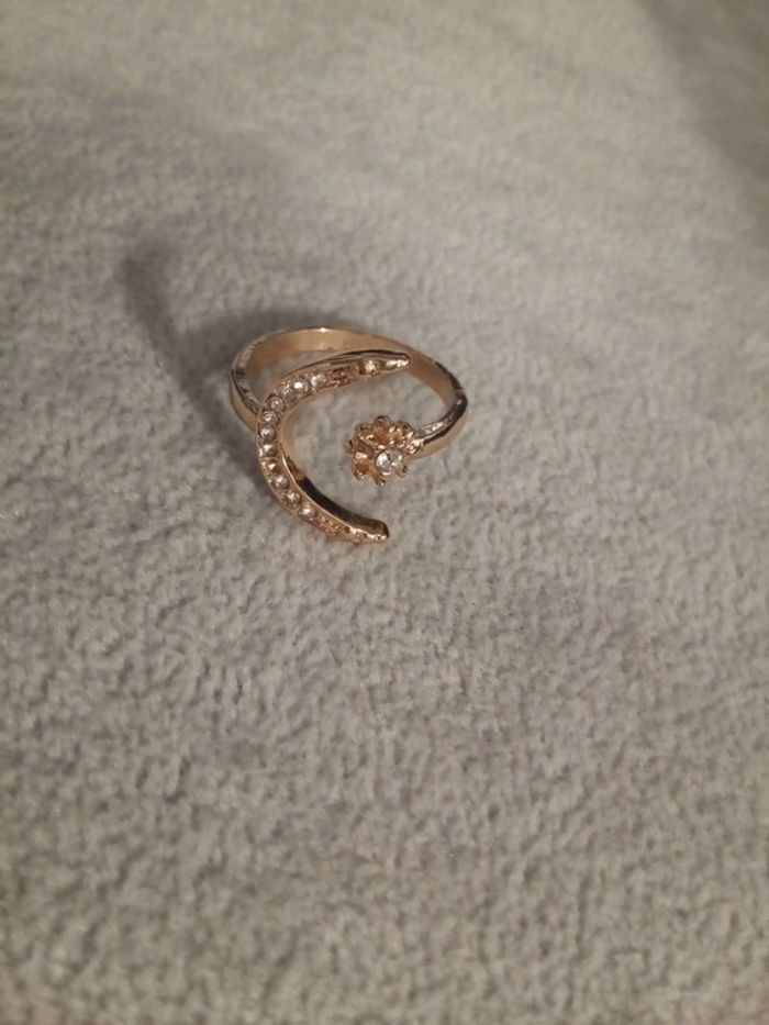 Bague bohème lune acier et zirconiums