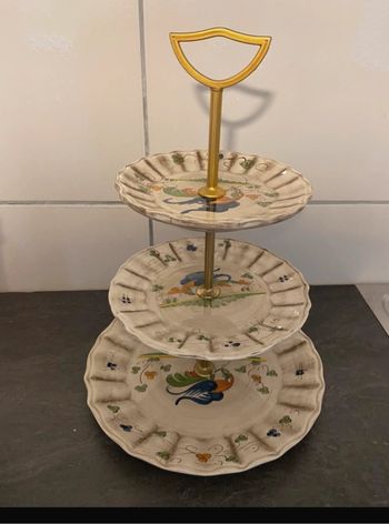 Plateau / Présentoir 3 étages en céramique vintage