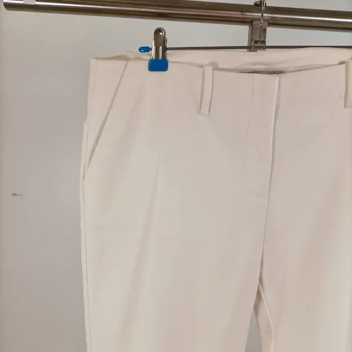 Pantalon blanc droit taille 42 Apostrophe chic classique élégant bas revers A1495 - photo numéro 3