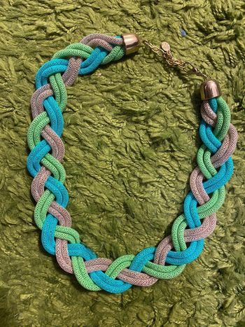 Collier tresse or vert vert fonce