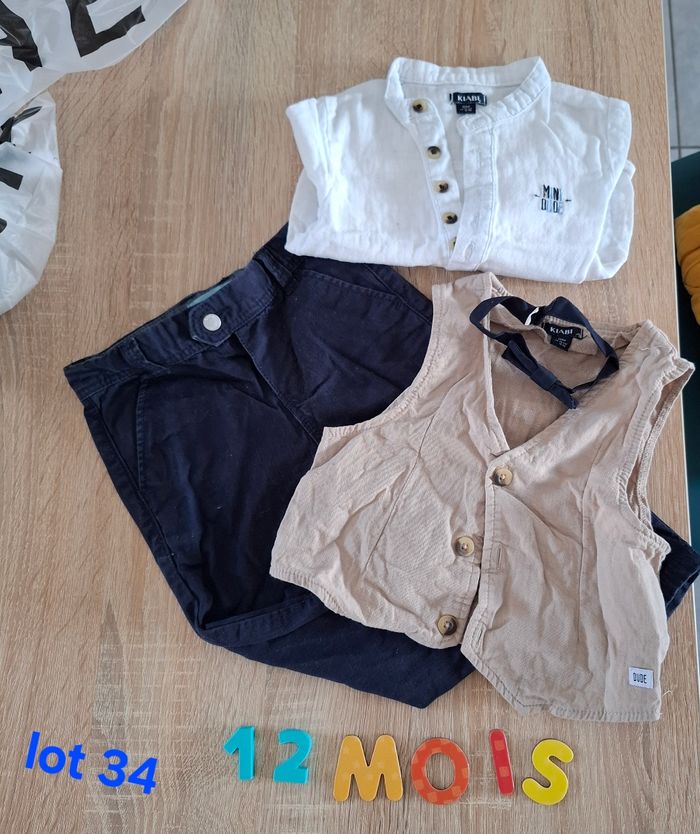 #lot 34 - ensemble cérémonie pantalon chemise avec gilet et nœud papillon