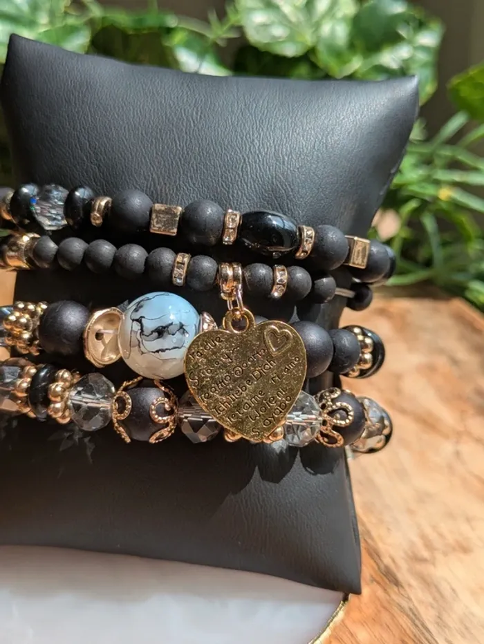 Lot de 4 bracelets en acrylique noir - photo numéro 4