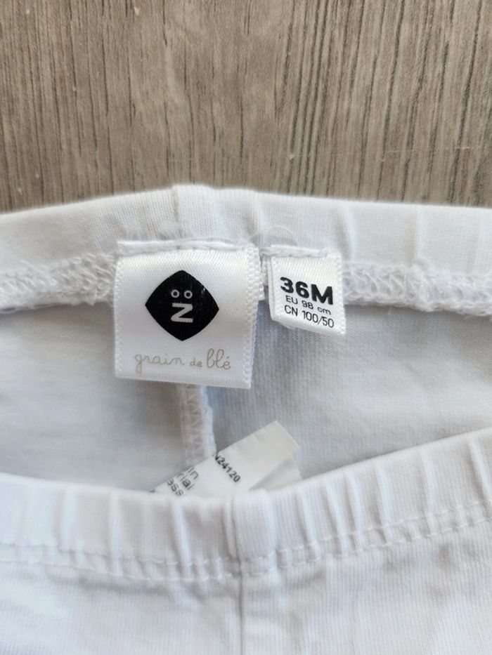 Legging court blanc fille 3 ans - photo numéro 3