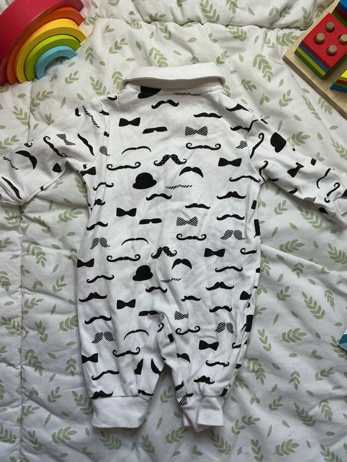 combinaison sans pieds blanc motifs moustache ouverture devant 3 mois newborn - photo numéro 6