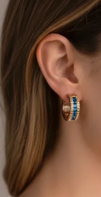 Créoles plaquées 15 mm or 14 carats et Zircone