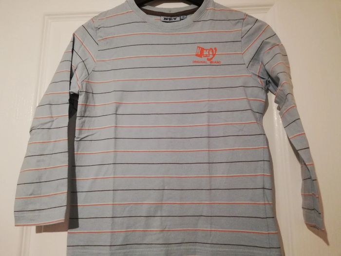 Tee-shirt manches longues bleu et orange 8 ans - photo numéro 3