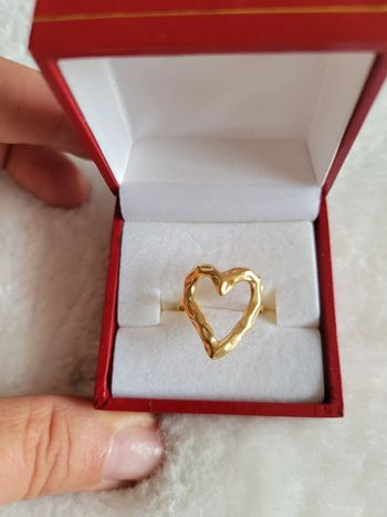 Bague cœur ajustable acier gold