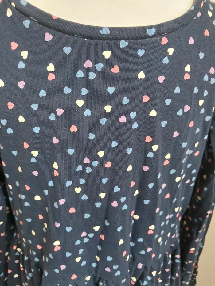 Robe LH bleu marine à cœurs – manches longues – 8 ans - photo numéro 2