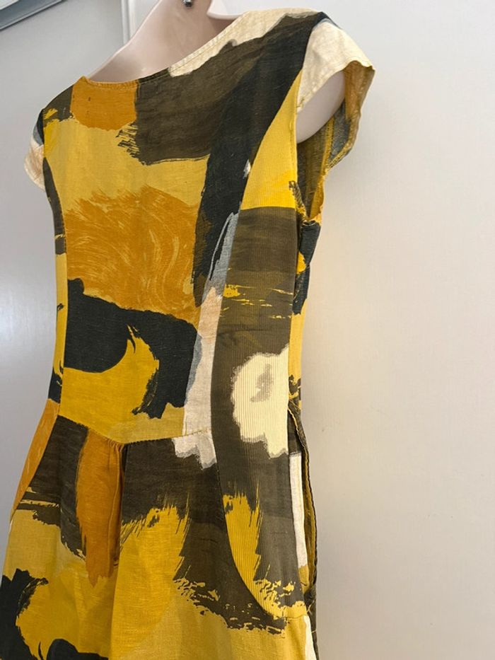 Robe été 100 % lin taille S jaune kaki - photo numéro 10