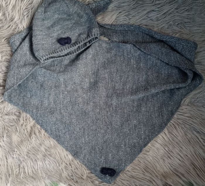 Ensemble bonnet + écharpe gris pailleté 10-14ans