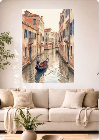 Affiche murale aquarelle “Venise Gondole” déco voyage Italie A3 Sans cadre