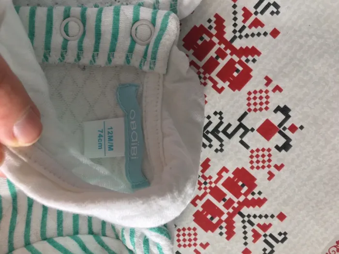 Blouse verte et blanche printanière 12M mixte - photo numéro 4