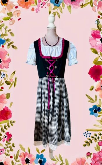 🌸🌿Robe traditionnelle vintage autrichienne Dirndl cottagecore Austrian checked dress🌿🌸