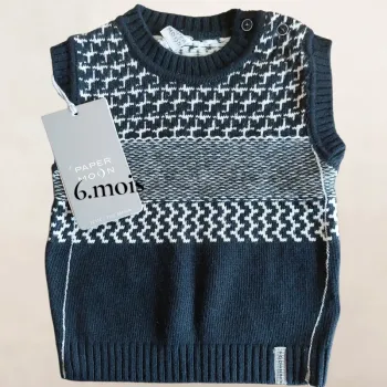 Pull sans manche papermoon garçon T.6 mois neuf avec étiquette