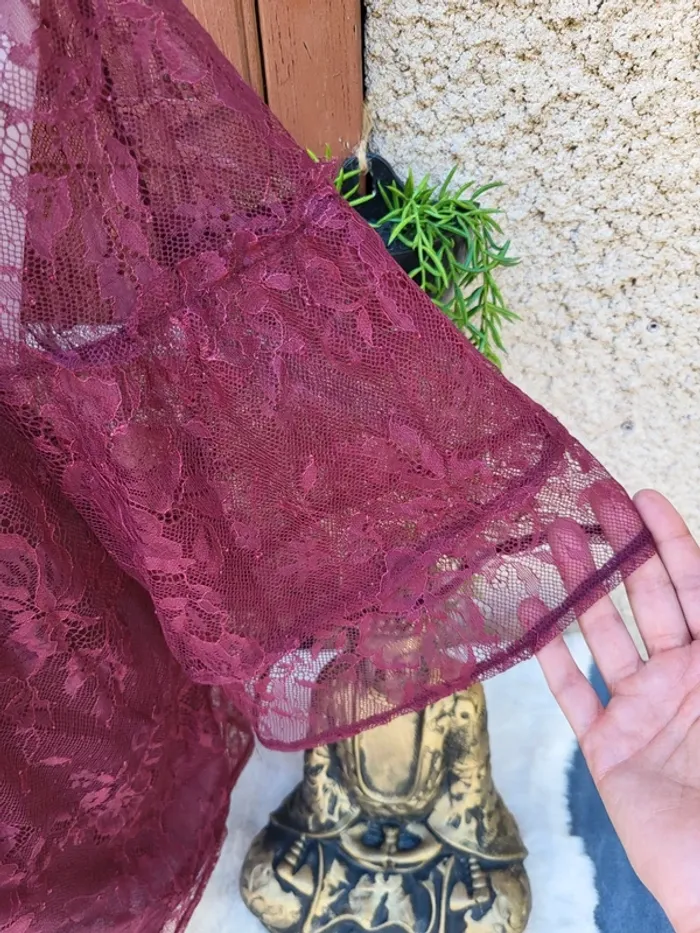 Blouse dentelle broderie fleuri violine new look taille 46 - photo numéro 7