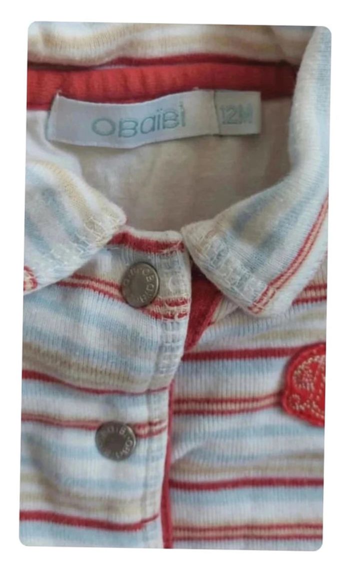 Veste chaude bébé - rayée, Obaibi, en très bon état, taille 12 mois - photo numéro 3
