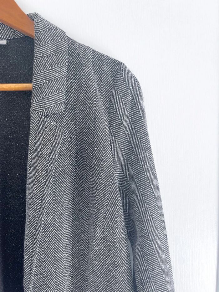 Blazer veste longue à motifs chevrons gris et noir H&M neuve - photo numéro 8