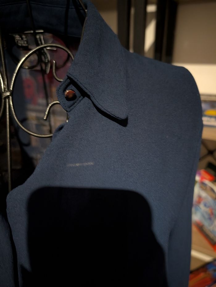 Chemisier Manches Longues Bleu Marine Mango Basics - photo numéro 3