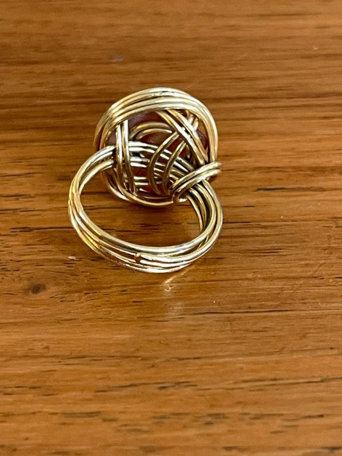 Bague dorée vintage avec pierre TDD 57 - photo numéro 3
