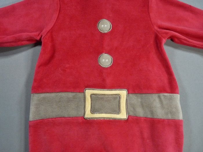 Pyjama dors-bien grenouillère velours rouge marron blanc Noël 3 mois 67 cm garçon - photo numéro 2
