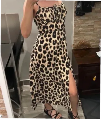 Robe Femme Longue Imprimé Léopard Fendue Côté - Taille M Neuf Jamais Porté