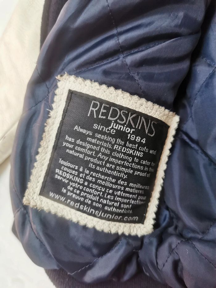 Veste teddy américaine laine et manche en vrai cuir - photo numéro 4