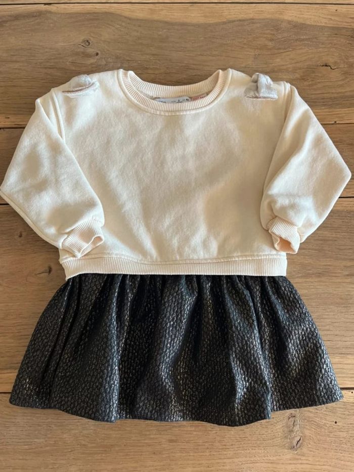 Robe fille crème et noire Zara