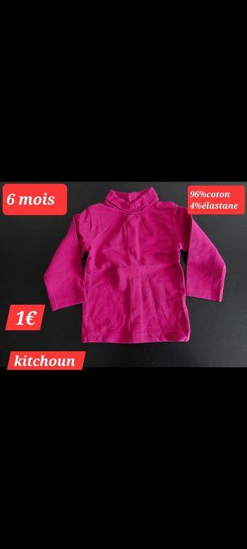 Sous pull kitchoun fuchsia fille 6mois 