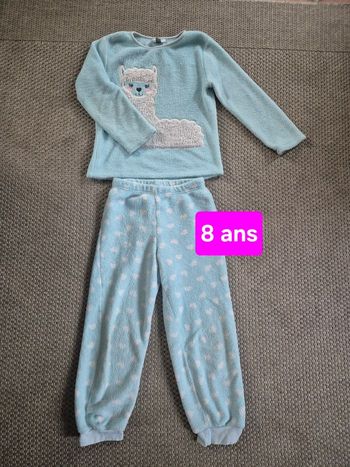 Pyjama doux bleu clair "lama" - 8 ans
