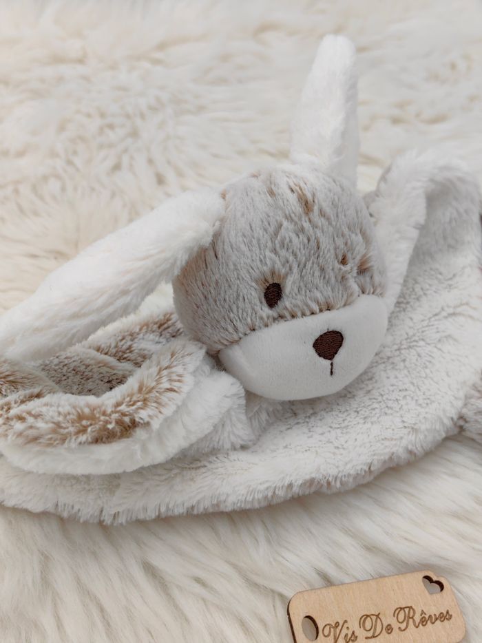 Doudou Peluche Plat Chien Lapin Blanc beige Love Tout Doux Tao Tape A L’Oeil - photo numéro 2