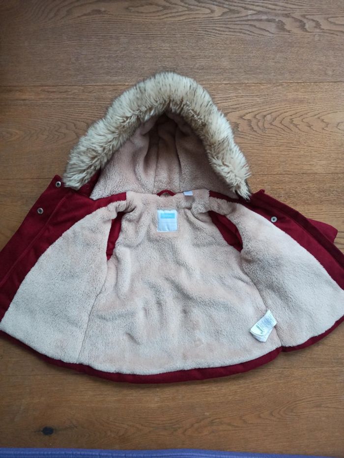Manteau Hiver Obaïbi avec doublure chaude et douce, rouge foncé / bordeaux - Taille 6 mois - 68cm - photo numéro 3
