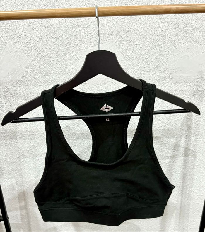 Brassière de sport noire Athlitech en coton - Taille L